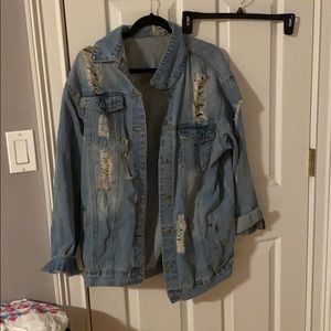 Ripped Oversized denim jacket, size XL